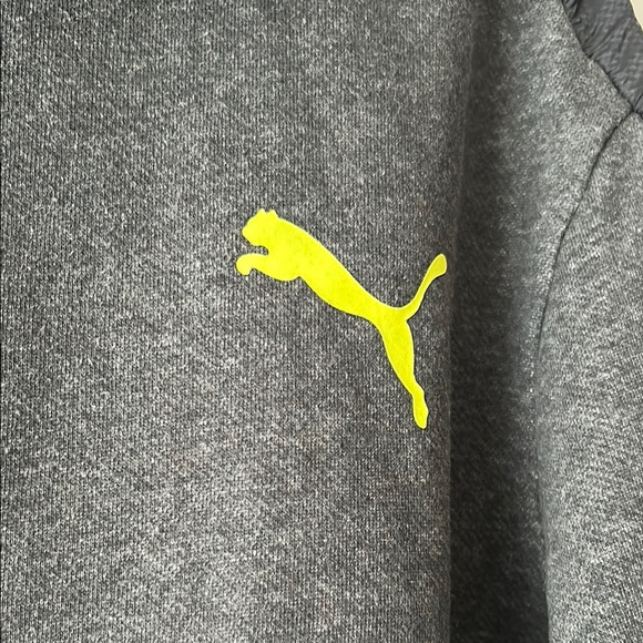 Puma Gray Hoodie with Bright Yellow Logo - Picture 2 of 7